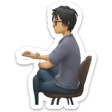 Introvert designer watching anime sticker