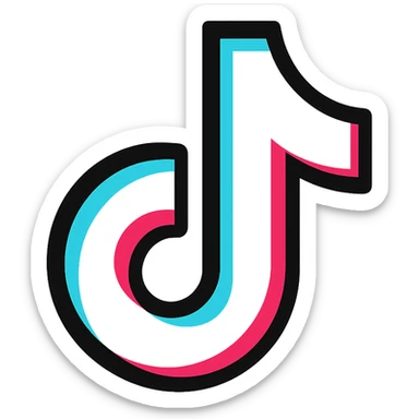 official TikTok logo, flat 2D style, perfectly matching the real logo's shape and proportions, using TikTok's signature colors black, white, cyan, and pink, transparent background, no extra effects, suitable for Discord role icon sticker