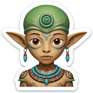alien mayan ancient with tatooed sticker