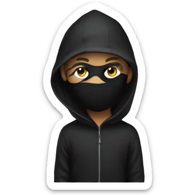 boy wearing a hacker mask and a black hoodie sticker