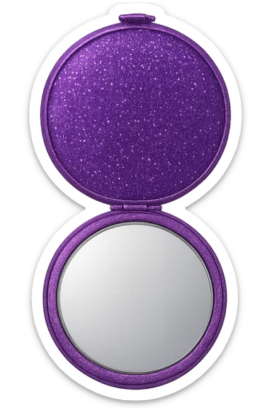 purple sparkly compact mirror sticker