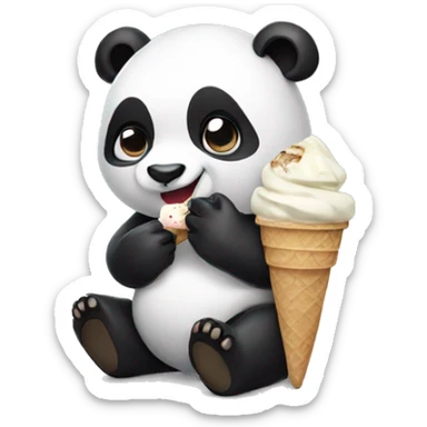 Panda eating ice cream sticker