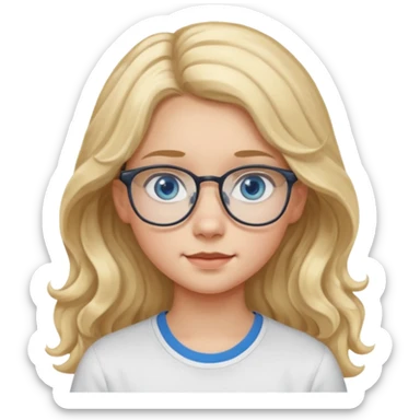 Fille 13 ans qui a des cheveux long et blond et wavy avec des lunettes et des yeux bleu- gris sticker