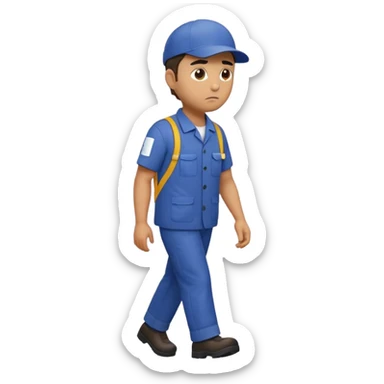 emoji of delivery man is going somewhere to the right , he is sad, he is dressed in work uniform sticker