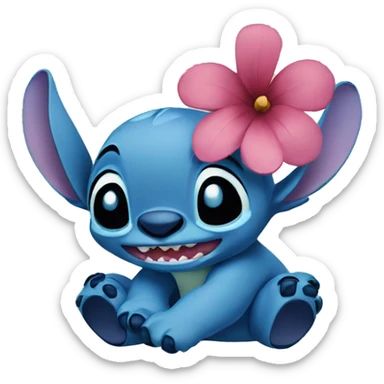 Stitch with flower sticker