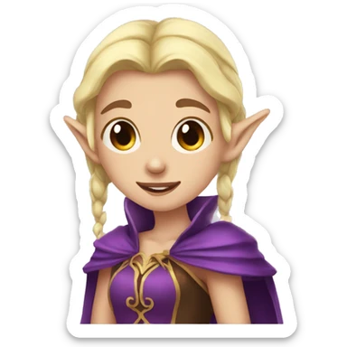 Noble female Elf with Elf ears and blonde hair and purple robes crying sticker