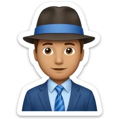 man with hat and blue ties sticker