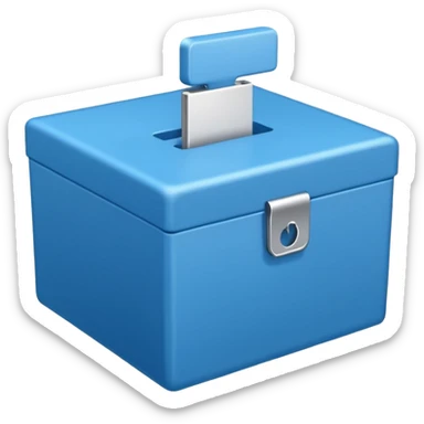 Blue box with a blue check in side sticker