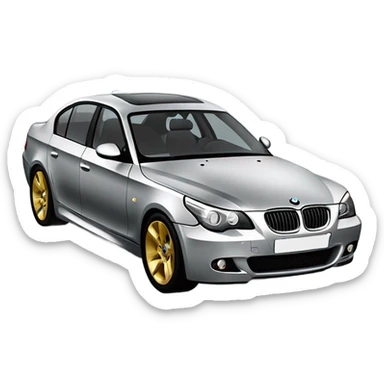 BMW E60 530D  in silver color with Gold rims sticker