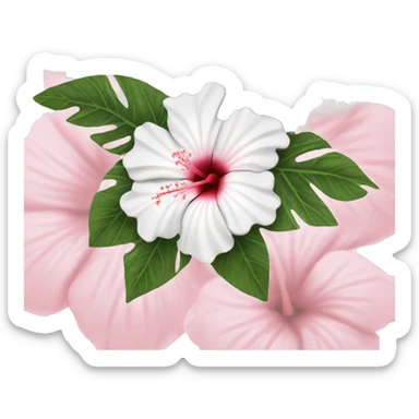 White and light pink hibiscus  sticker