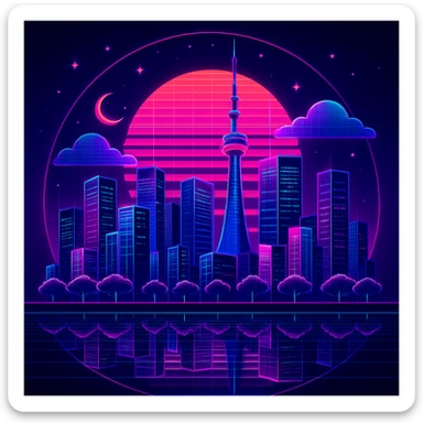 Create a retro 80's tron feel to this image  sticker