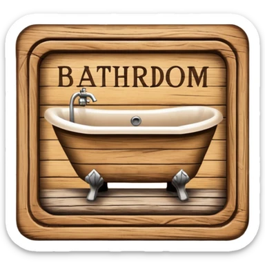 Wooden bathroom sign  sticker