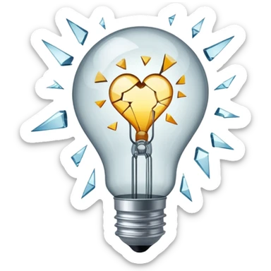 a broken light bulb is like a broken heart sticker