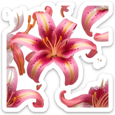 stargazer tiger lily with hot pink petals sticker