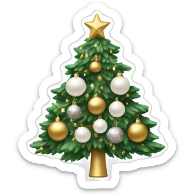 Christmas tree with white and gold ornaments  sticker