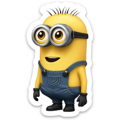 Extremely cute little minion with big pleading eyes sticker