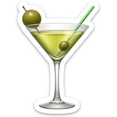 martini with 3 green khaki olives all at the same stick and same size . liquid should be a clear color like water kinda  sticker