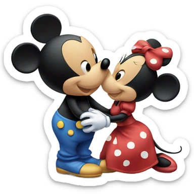 Mickey mouse and minnie mouse kissing sticker