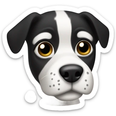 Black and white dog with black eyebrow sticker