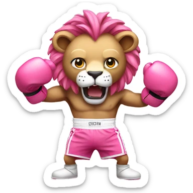 pink lion boxing sticker