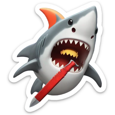 A shark with a sword in an inferno sticker