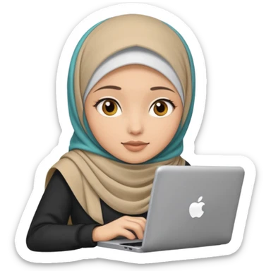 hijabi girl with computer sticker