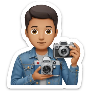 Photographer with vintage film camera sticker