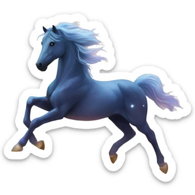 Ethereal constellation glittering horse galloping through constellations and nebulas and clouds and space sticker