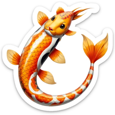 Exotic Tropical Floral Swirl-Patterned Tribal Pretty Asian ornate painted Japanese aesthetic beautiful shiny pretty glossy smooth Koi-Fish-Sergal-fox-reature with tiger stripes on it sticker