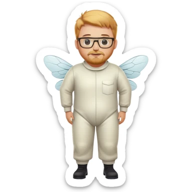 full body medium plus size male bee keeper with  short light strawberry blonde hair and goatee wearing glasses  sticker
