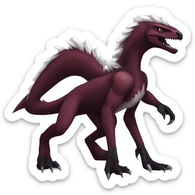 Maroon Edgy Badass Sergal-raptor-vernid full-body sticker