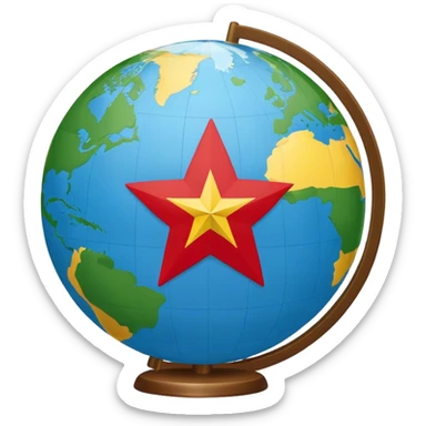 Globe with a pin shaped like a star (Vietnam flag reference) sticker