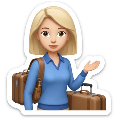 woman carrying a suitcase portrait, head and shoulders only, suitcase handle visible near shoulder, casual travel outfit, confident expression, travel vibe, 3D cartoon style, mobile game icon style, clean background, no text, no watermark
 sticker