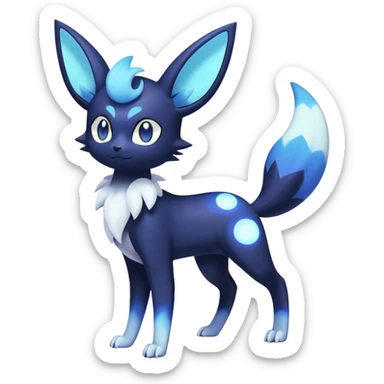 Nebulae Noibat-Meowstic-Umbreon-Fakémon-hybrid-creature (full body)  sticker
