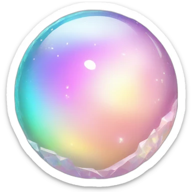 Pastel iridescent rainbow crystal crescent half orb sticker