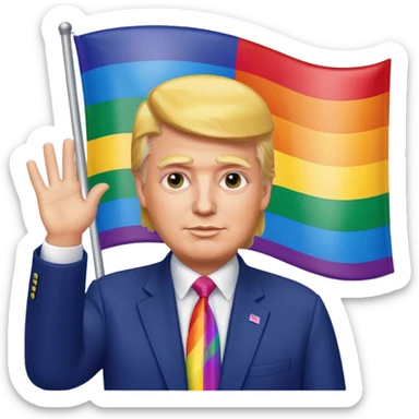 Donald trump waving lgbt flag sticker