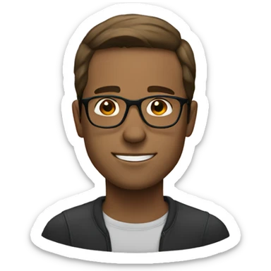 white male with glasses and brown hair sticker