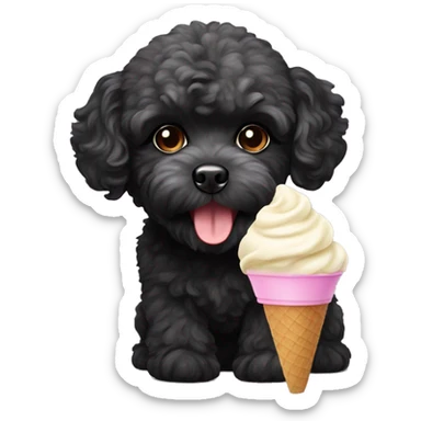 black maltipoo eating ice cream sticker