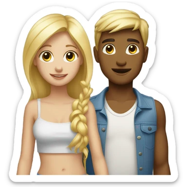 blonde girl and boy duo sticker