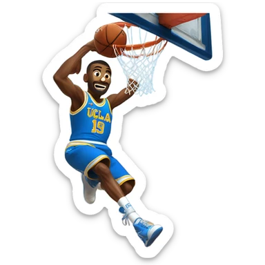 UCLA basketball player slam dunk sticker