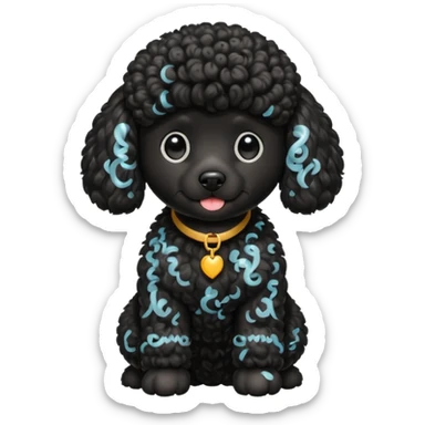 Black Poodle sitting sticker
