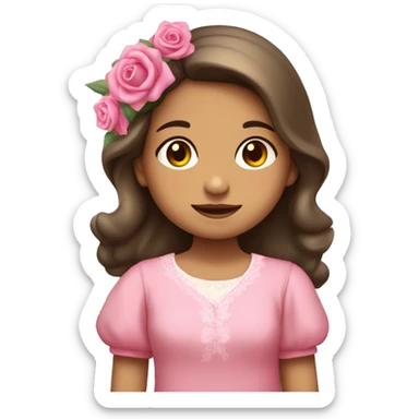 Niña de primera comunión con unas rosas en las manos  sticker