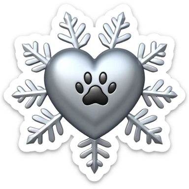 heart with a paw print and a snowflake sticker