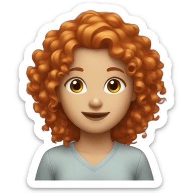 girl, curly hair, ginger hair, smiling sticker
