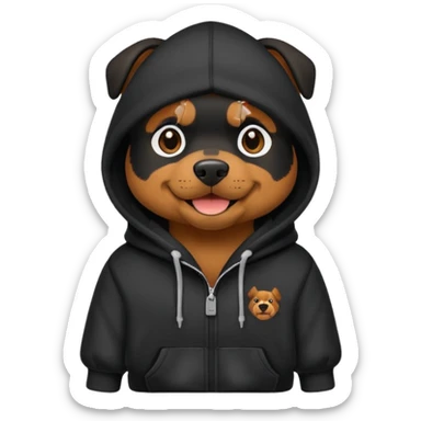 Rottie Dog wearing a hoodie sticker