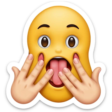 Tongue sticking out between fingers sticker