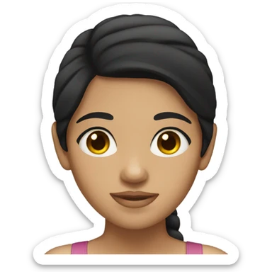 a girl with black hair and brown eyes who is tan sticker
