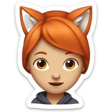 A girl with red hair with fox ears sticker