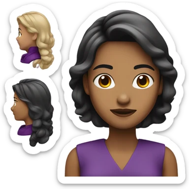 MUJER PELO LARGO MORADO Y COLLAR NEGRO sticker