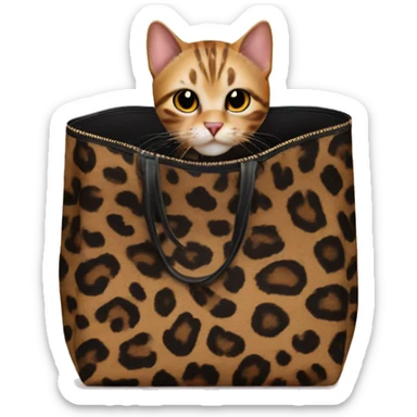 Cat in leopard print bag  sticker